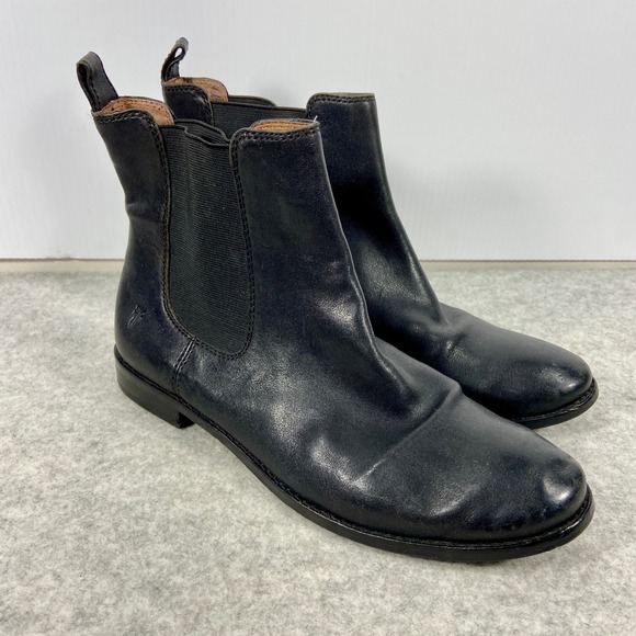 Frye Anna Black Leather Chelsea Ankle Boots 3479259 Womens 9M - Picture 2 of 8